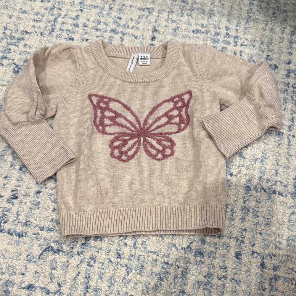 Janie and Jack Beige Sweater with Butterfly